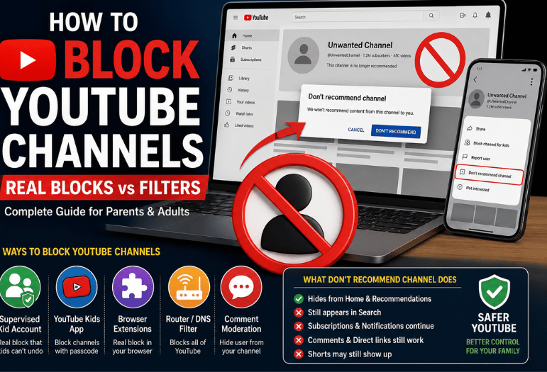 How to Block YouTube Channels: The Complete Guide to Real Blocks vs. Filters, Supervised Accounts, Extensions & More