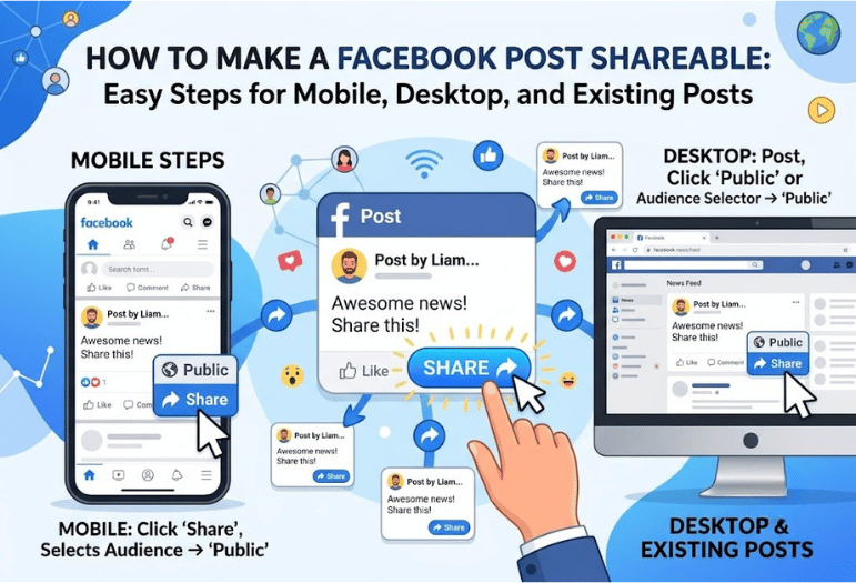 How to Make a Facebook Post Shareable: Easy Steps for Mobile, Desktop, and Existing Posts 