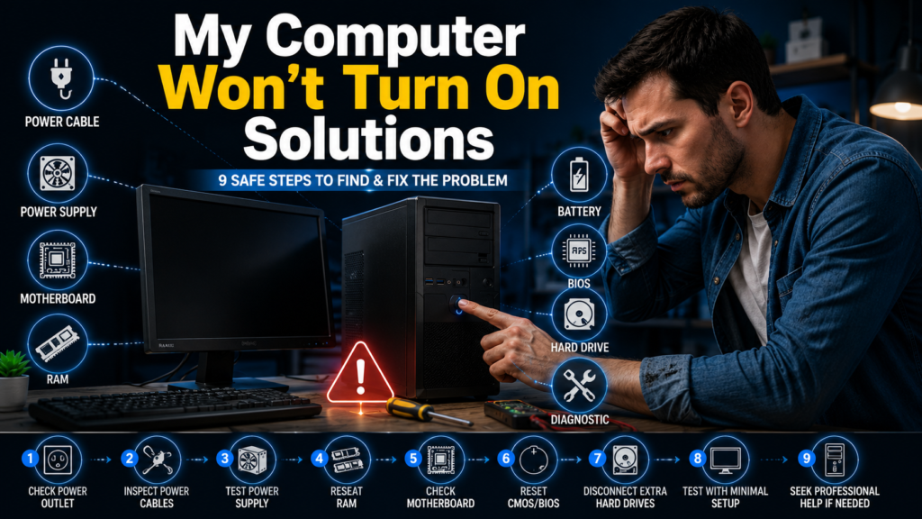 My Computer Won’t Turn On Solutions: 9 Safe Steps to Find and Fix the Problem 