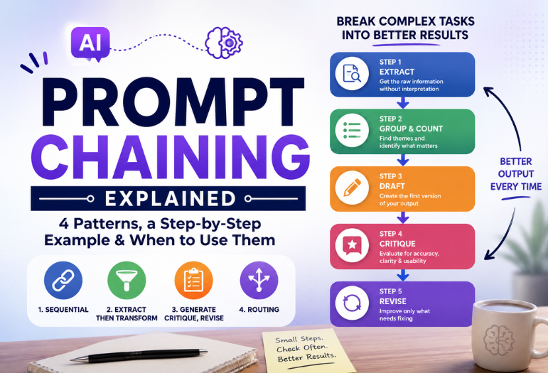 Prompt Chaining Explained: The Complete Guide to 4 Proven Patterns, Real Examples, Benefits, Mistakes, and Best Practices