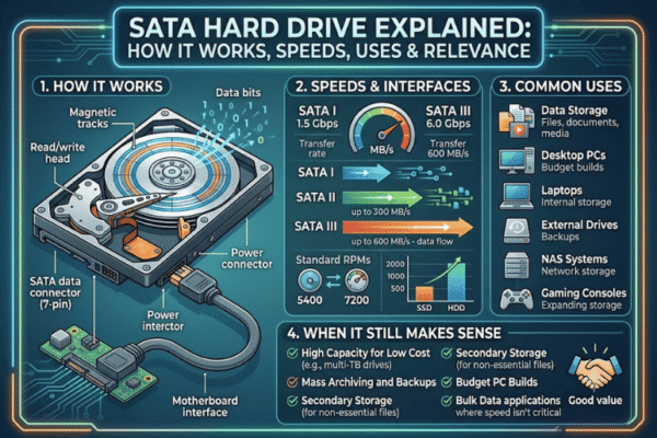 SATA Hard Drive Explained: How It Works, Speeds, Uses, and When It Still Makes Sense 