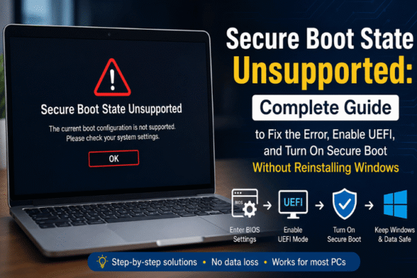 Secure Boot State Unsupported: Complete Guide to Fix the Error, Enable UEFI, and Turn On Secure Boot Without Reinstalling Windows