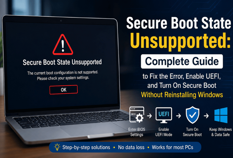 Secure Boot State Unsupported: Complete Guide to Fix the Error, Enable UEFI, and Turn On Secure Boot Without Reinstalling Windows