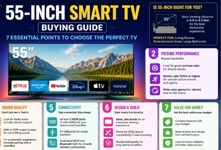 55-Inch Smart TV Buying Guide 2026: Best Models, Real Prices, and the Specs That Actually Matter