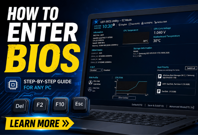 How to Enter BIOS on Any PC: The Complete 2026 Guide to Every Brand’s BIOS Key, Windows 11 UEFI Settings, Fast Boot Fixes, and Common Problems