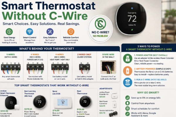 Smart Thermostat Without C-Wire: Best Picks, Installation Kits, Costs, and Easy Setup Guide for Every Home