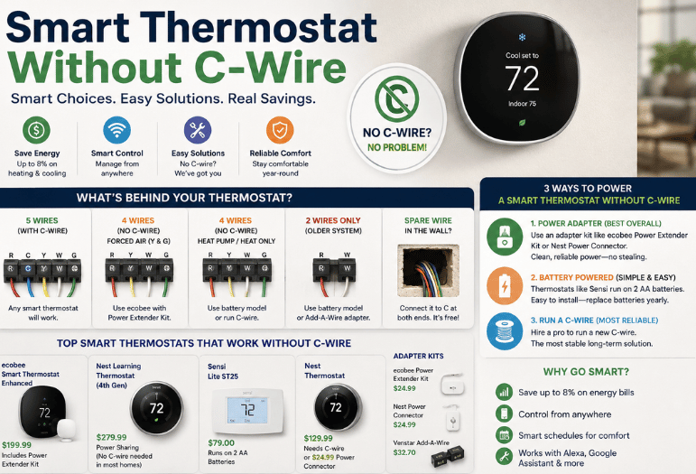 Smart Thermostat Without C-Wire: Best Picks, Installation Kits, Costs, and Easy Setup Guide for Every Home