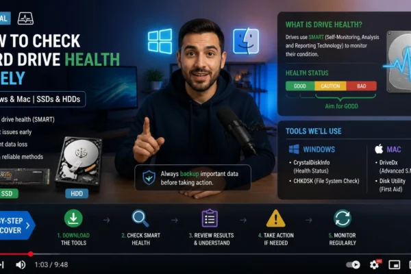 How to Check Hard Drive Health Safely on Windows, Mac, SSDs, and HDDs in 2026