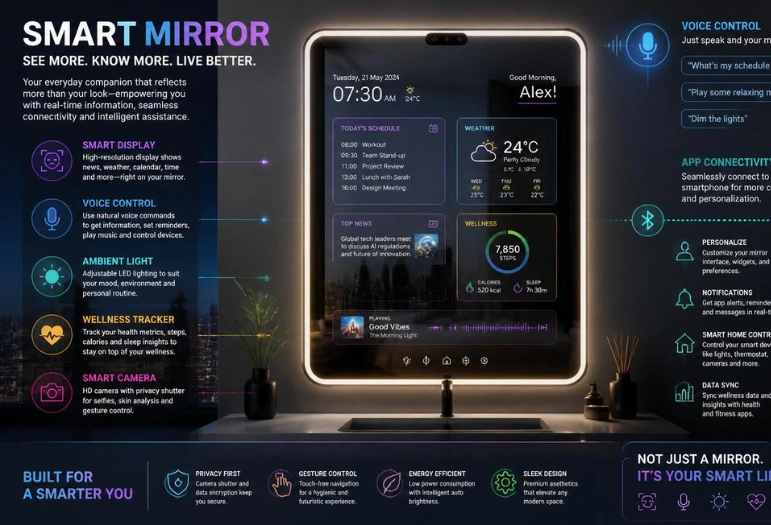 Smart Mirror Guide 2026: How It Works, Best Features, Types, Prices, Installation, Privacy, Safety, and Buying Tips for Your Home